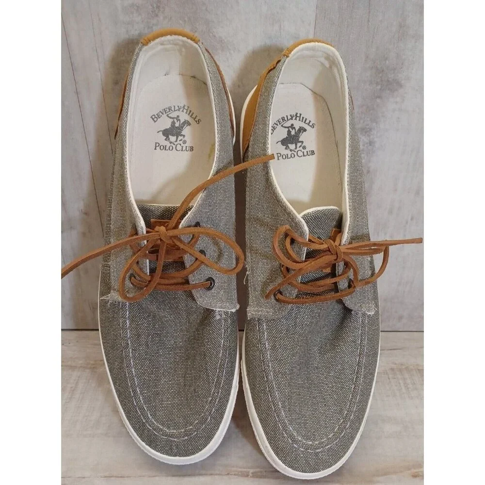 ✅ Mens 14 Beverly Hills Polo Club Boat Dock Shoes Grey Casual Comfort Sneakers - Picture 5 of 12